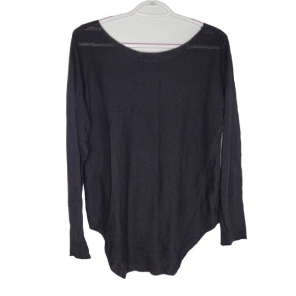 FATE sweater black boatneck lightweight round hem knit top XL - Picture 3 of 8